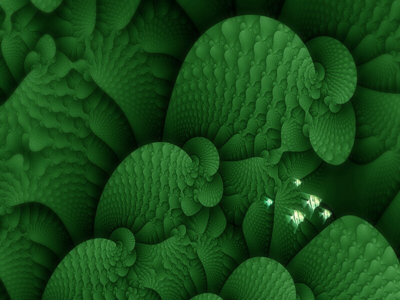 Green Fractal Patterns — Hypnotic, Abstract, Spirals, Textures
