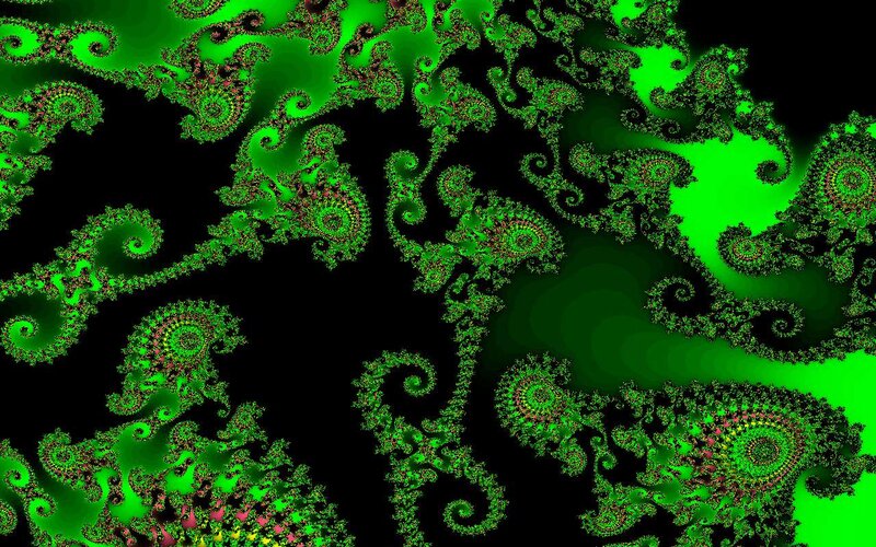 Green Fractal Patterns — Hypnotic, Abstract, Spirals