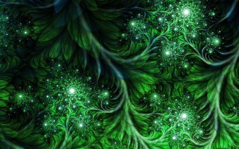 Green Fractal Patterns — Hypnotic, Digital Art, Fractals, Light