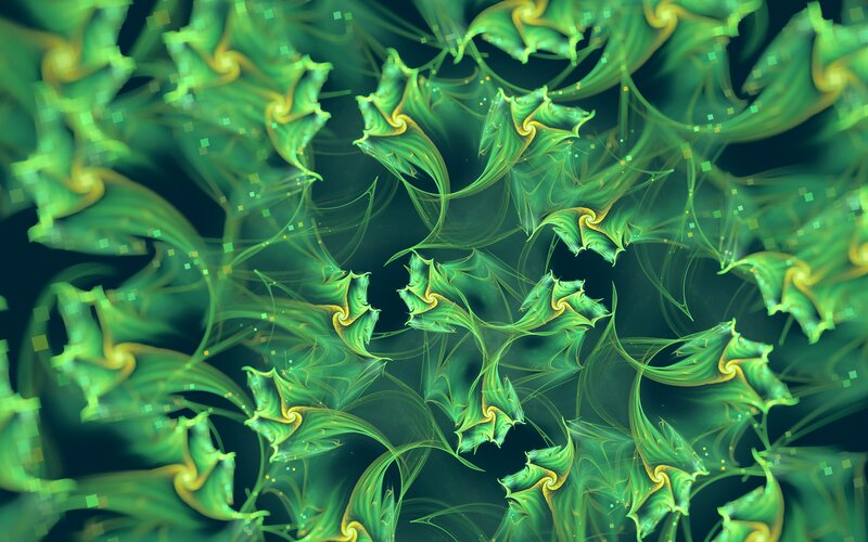 Green Fractal Patterns — Hypnotic, Digital Art, Fractals