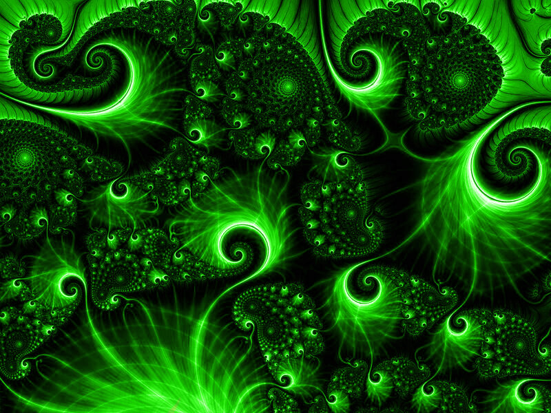 Green Fractal Patterns — Hypnotic, Digital Art
