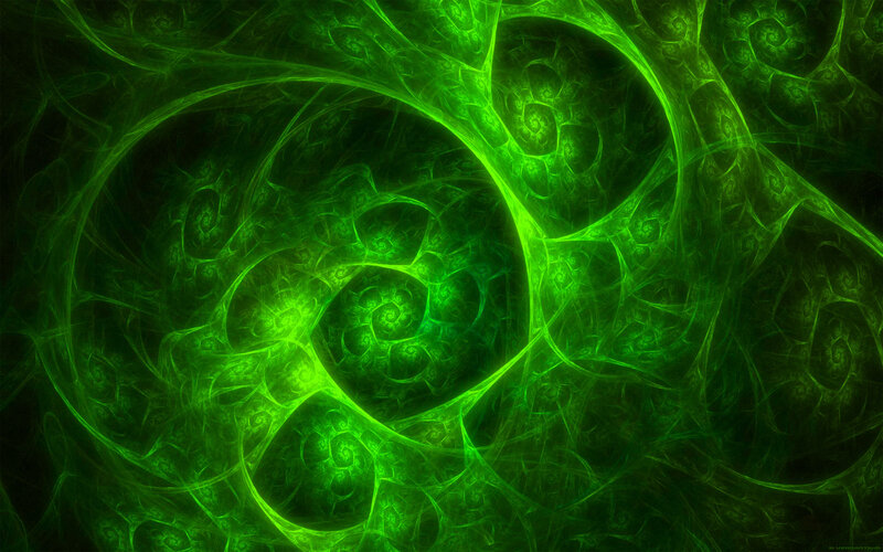 Green Fractal Patterns — Mysterious, Abstract