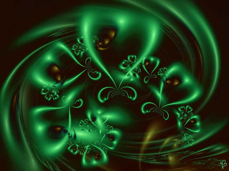 Green Fractal Patterns — Mystical, Digital Art, Fractals