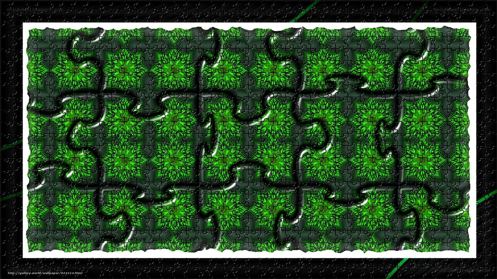 Green fractal puzzle pattern