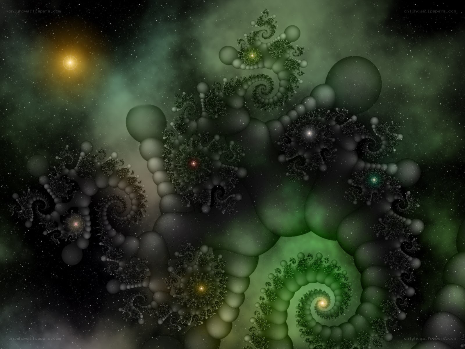 green fractal space nebula