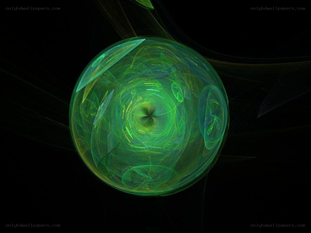 Green fractal sphere in darkness