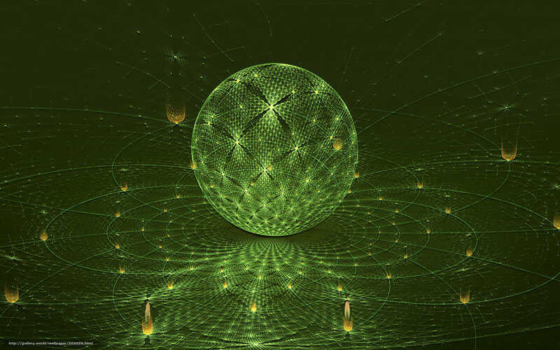 Green fractal sphere in space