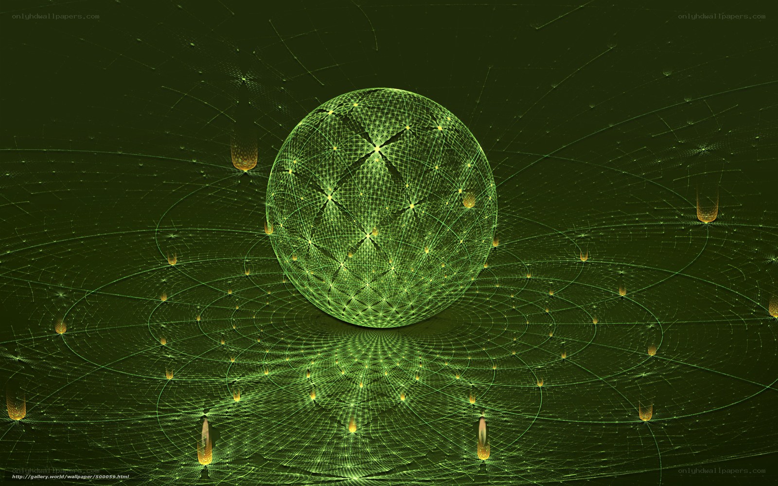 Green fractal sphere in space