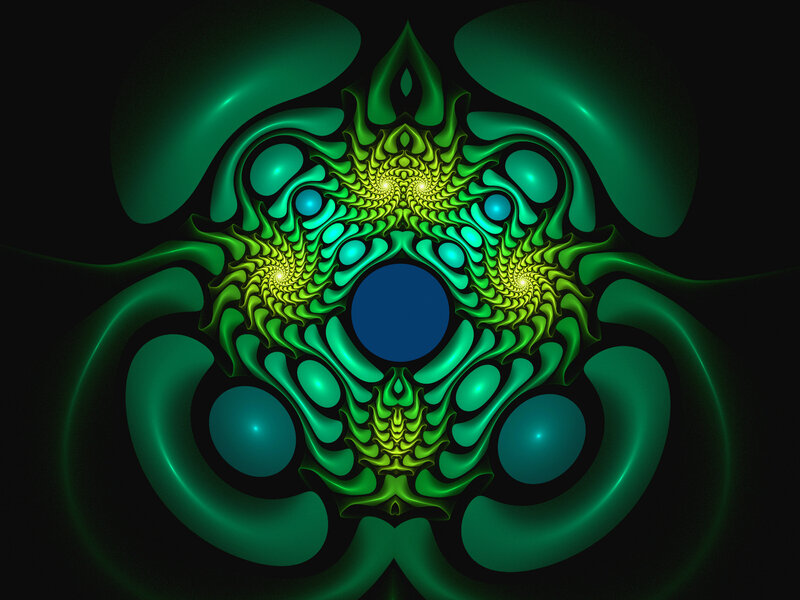Green fractal spiral design