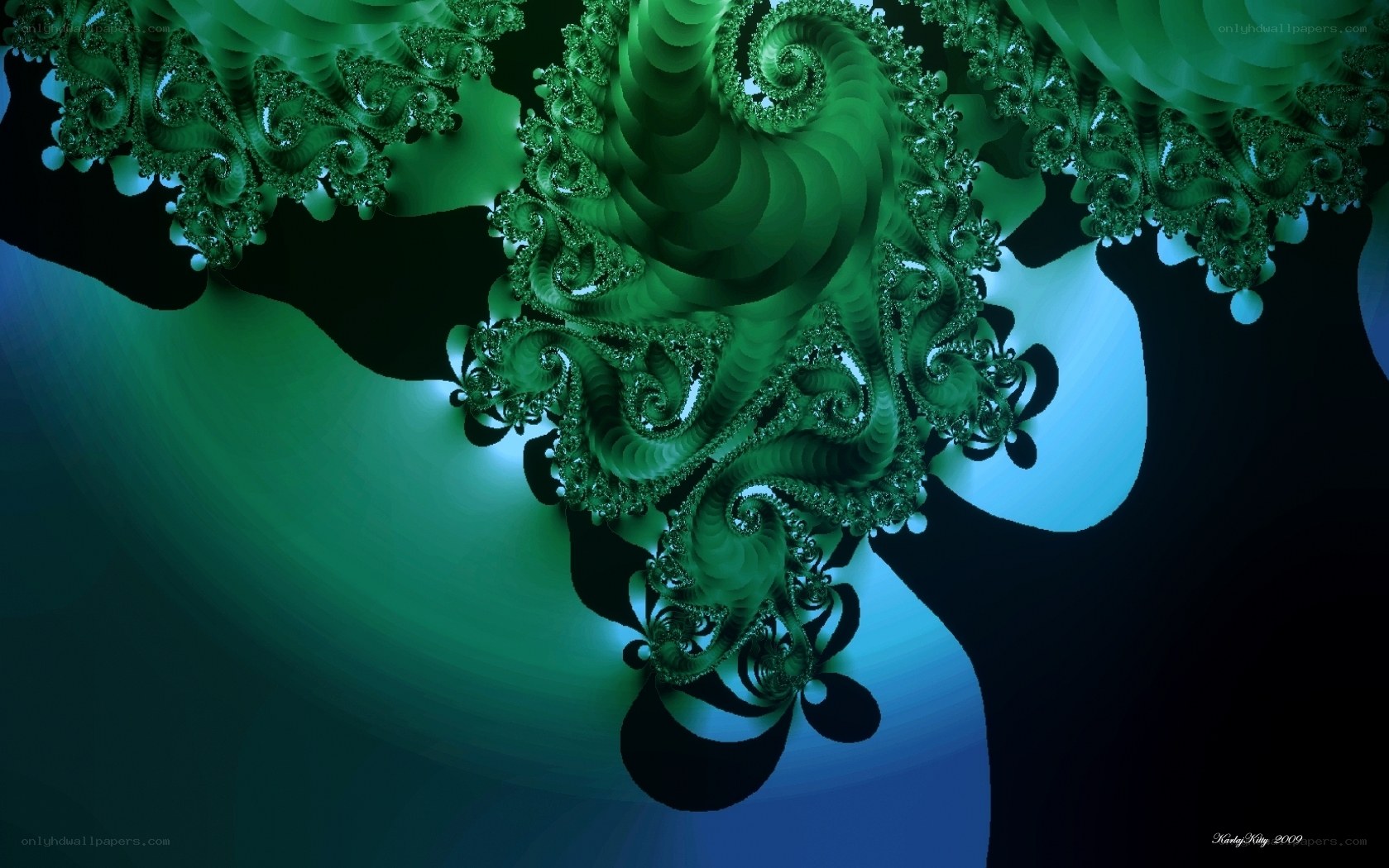 Green fractal spiral design
