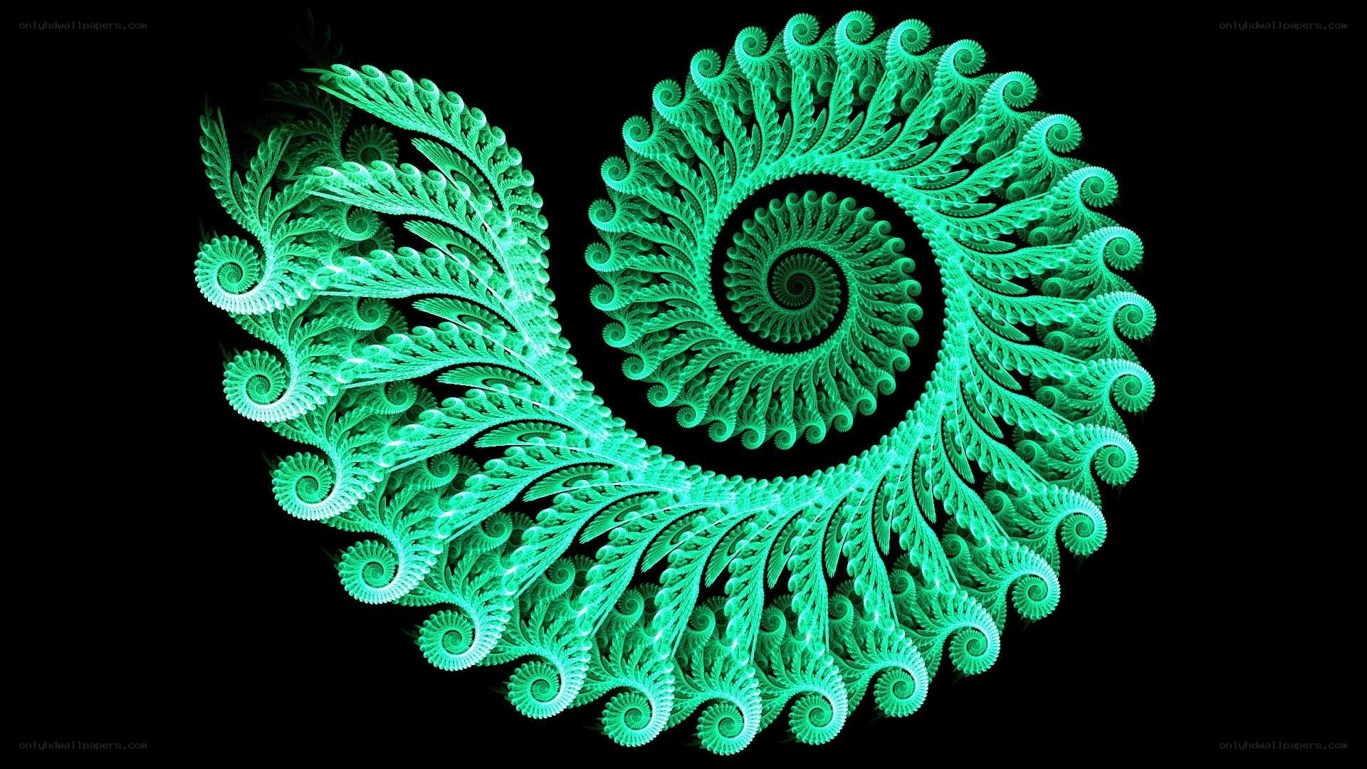Green fractal spiral design