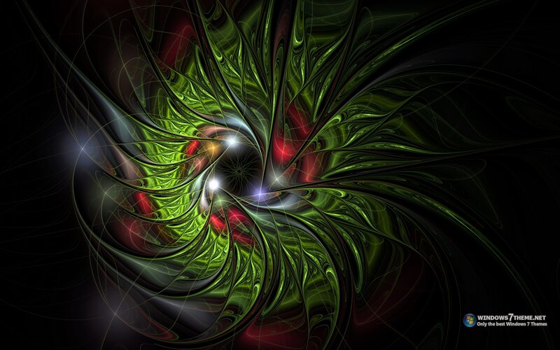 Green Fractal Spiral — Dramatic, Digital Art