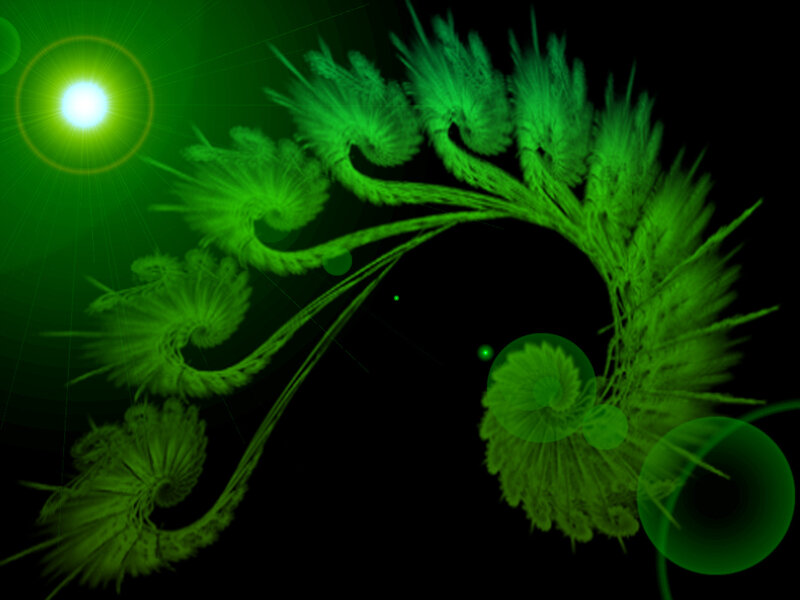 Green Fractal Spiral — Dramatic