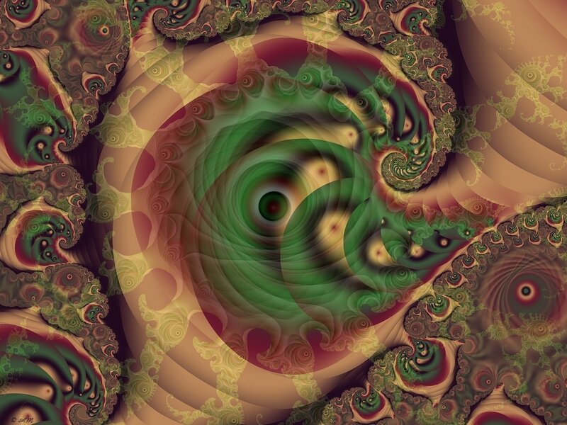Green Fractal Spiral — Hypnotic, Abstract, Colorful