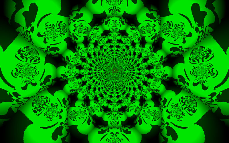Green Fractal Spiral — Hypnotic, Abstract, Pattern
