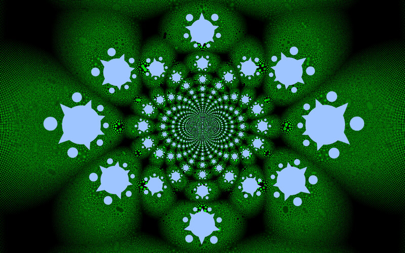 Green Fractal Spiral — Hypnotic, Abstract