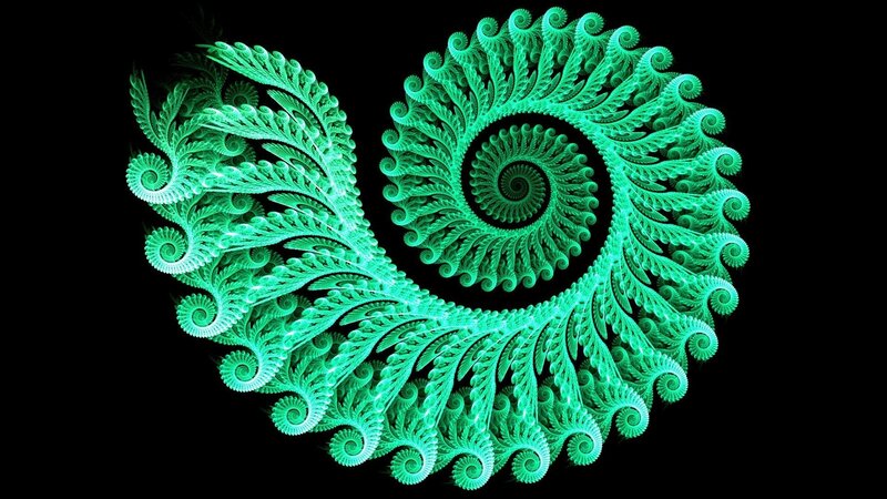 Green Fractal Spiral — Hypnotic, Digital Art, Glow