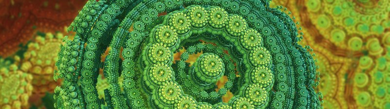 Green Fractal Spiral — Hypnotic, Digital Art, Pattern