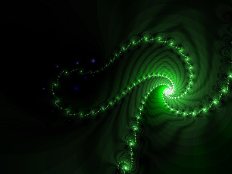 Green Fractal Spiral — Mysterious, Abstract