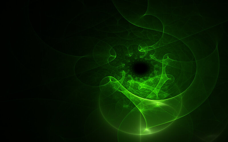 Green Fractal Spiral — Mysterious, Digital Art, Light