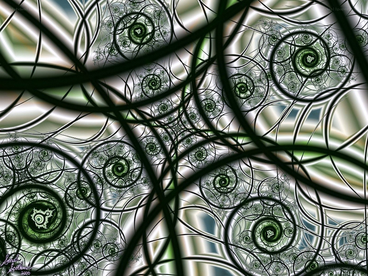 Green fractal spiral pattern
