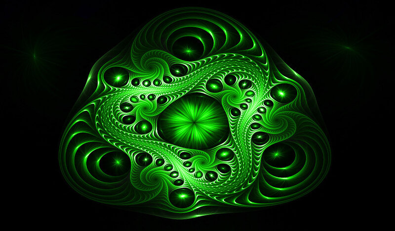 Green fractal spiral pattern