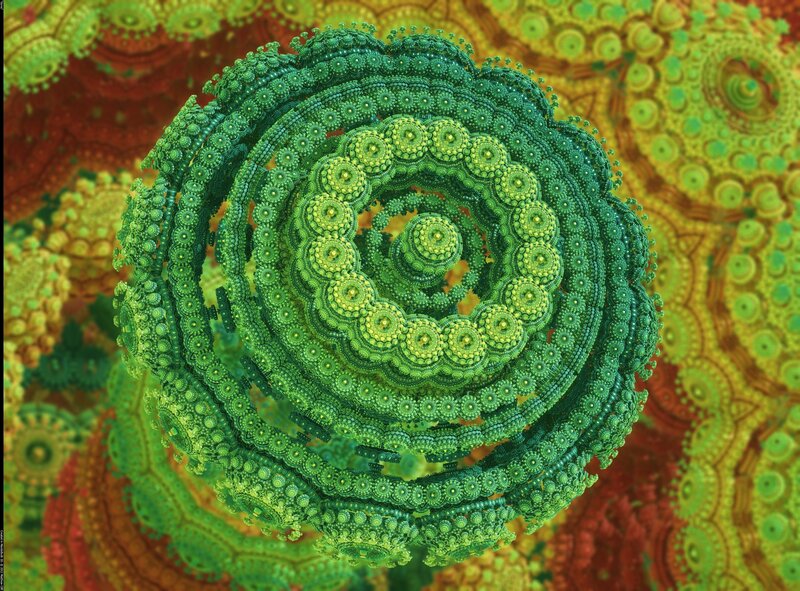 Green fractal spiral pattern