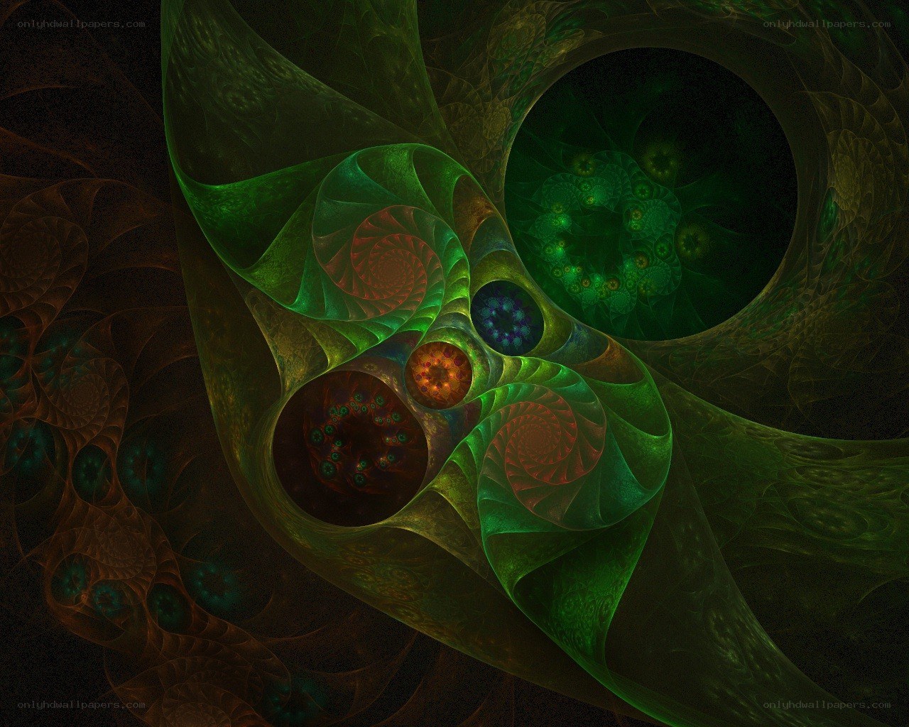 green fractal spiral pattern