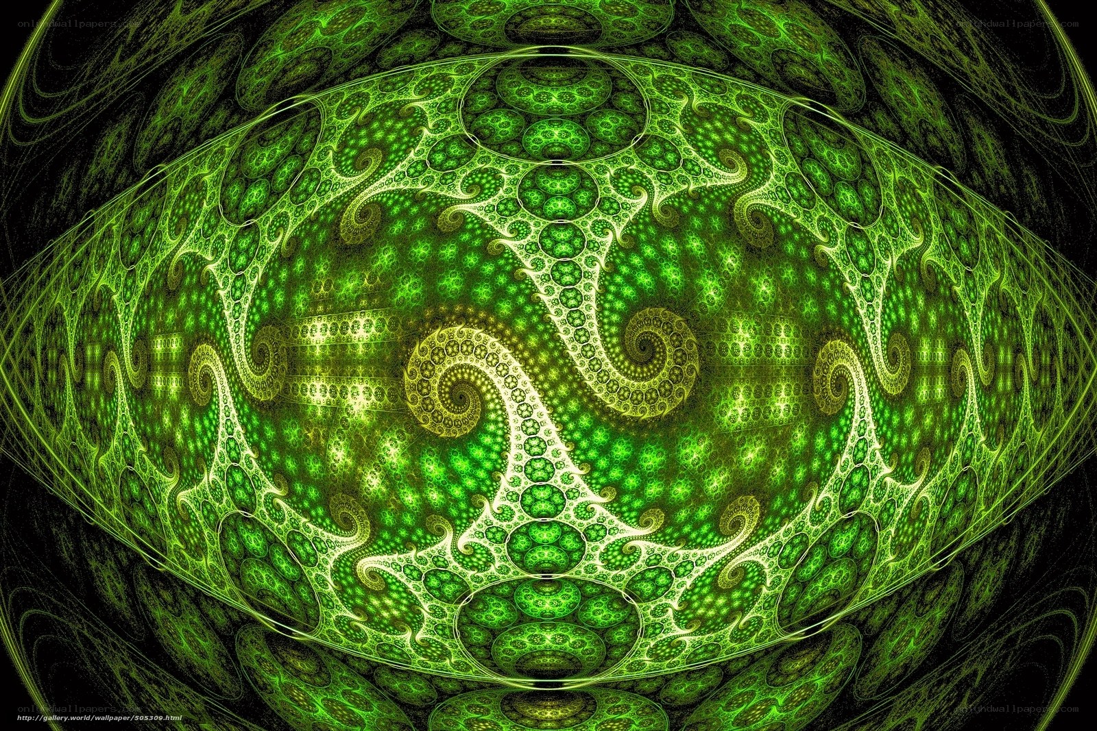 Green fractal spiral pattern