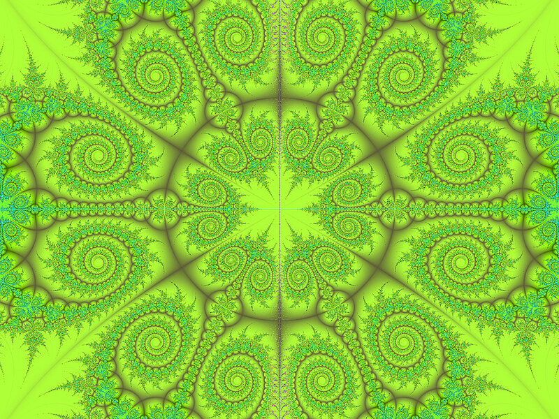 Green Fractal Spiral Pattern — Lime Green