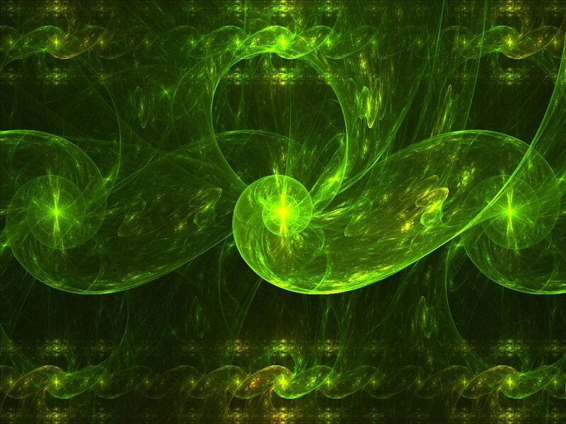 Green fractal spiral patterns