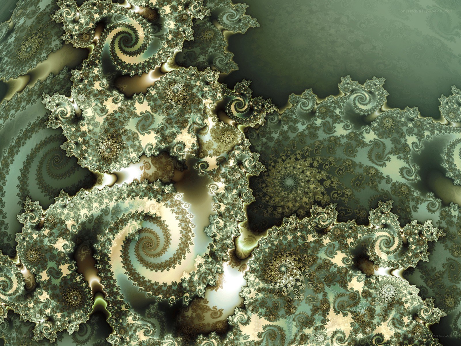 green fractal spiral patterns