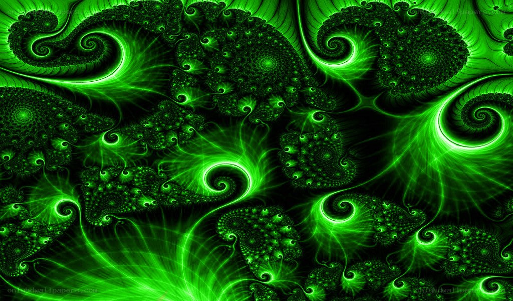 Green fractal spiral patterns