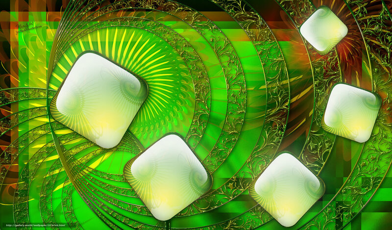 Green fractal spiral with glowing squares