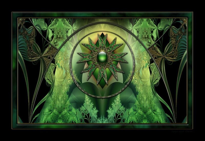 Green Fractal Star Design — Mystical, Digital Art