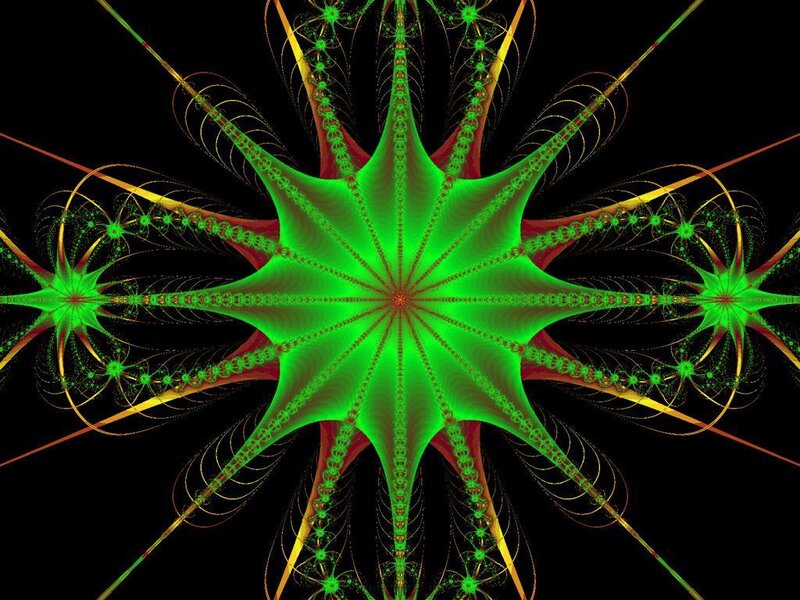 Green Fractal Star Pattern — Hypnotic