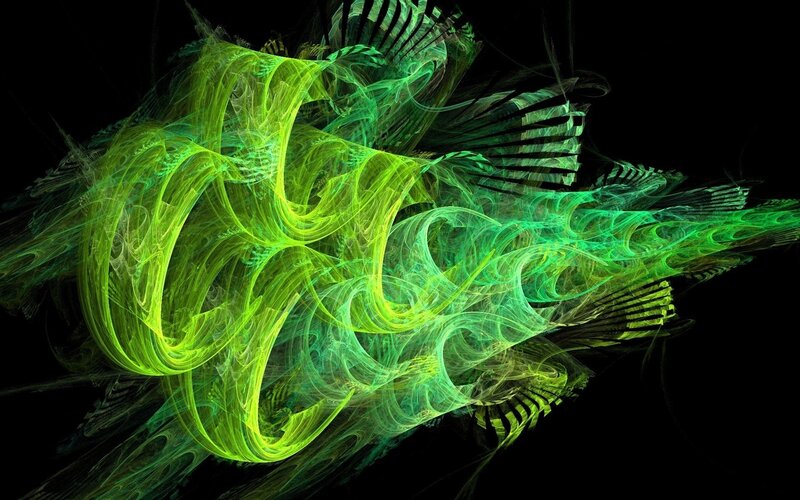 Green Fractal Swirls — Dynamic, Abstract, Light