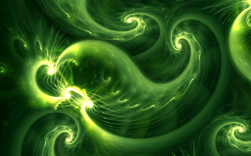 Green Fractal Swirls — Dynamic, Abstract