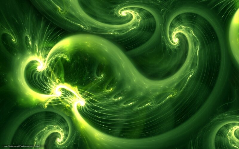 Green Fractal Swirls — Dynamic, Digital Art, Light