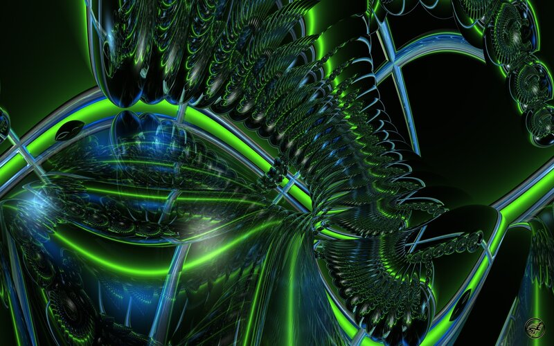 Green Fractal Tunnel — Dramatic