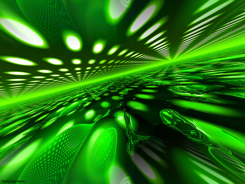 Green Fractal Tunnel — Futuristic