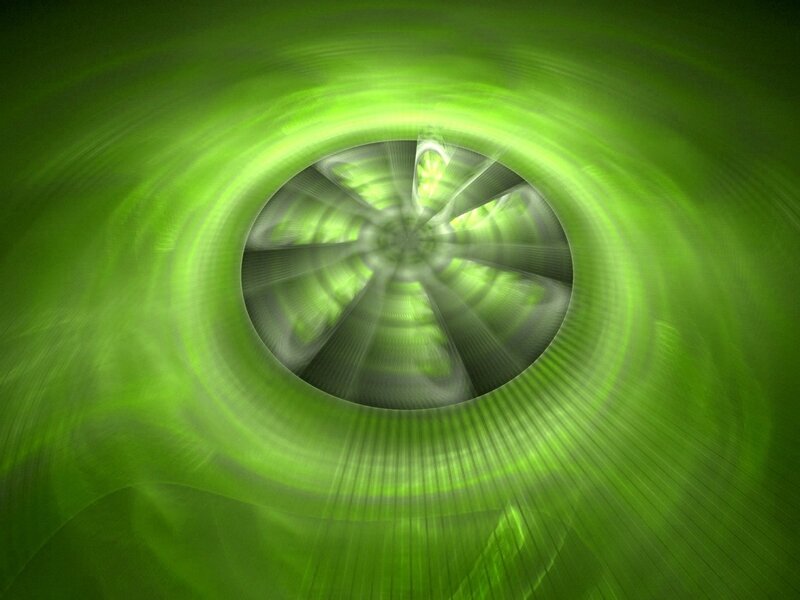 Green Fractal Tunnel — Hypnotic, Abstract, Light, Spiral