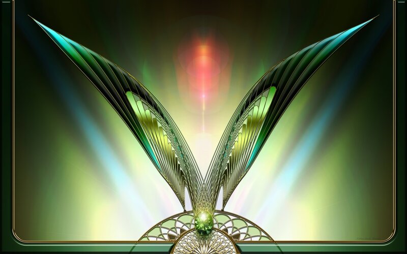 Green Fractal Wings — Dramatic