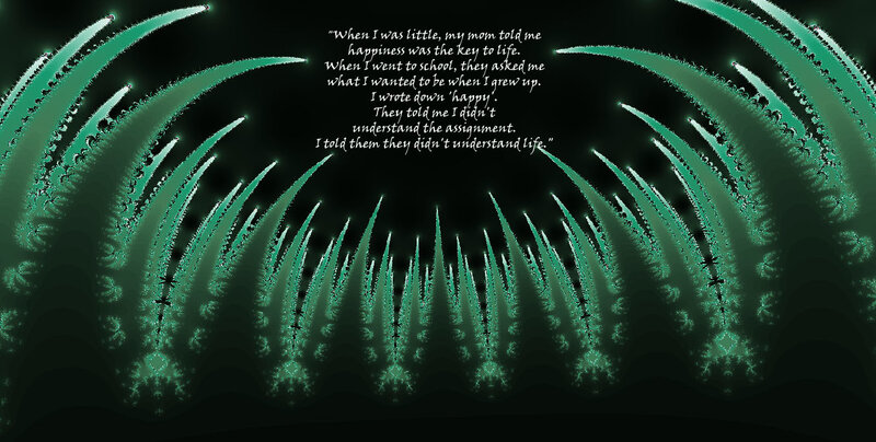 green fractal with quote