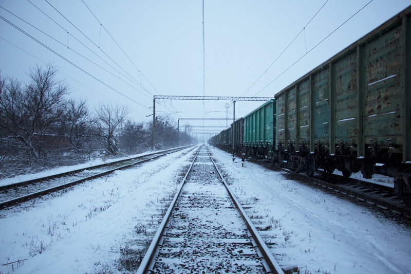 Green Freight Train — White