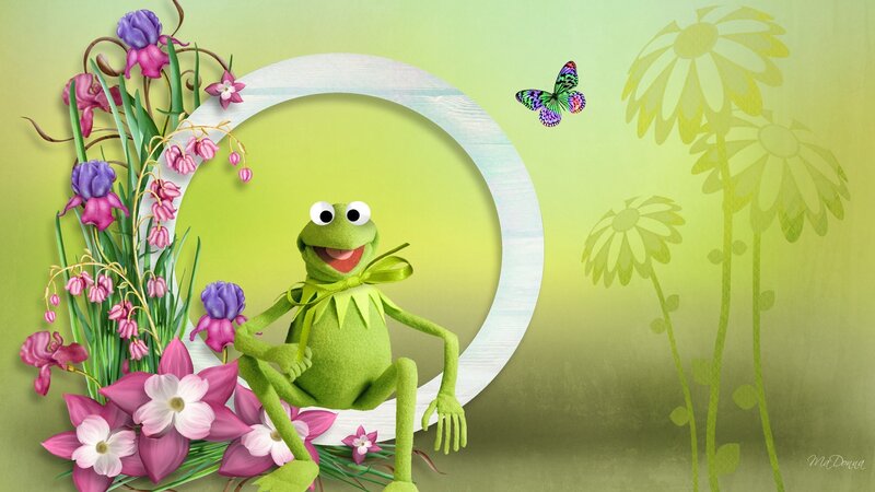 Green Frog Character — Cheerful