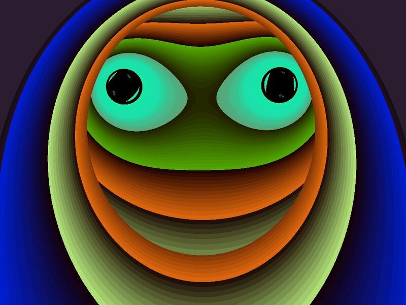 green frog face in tunnel