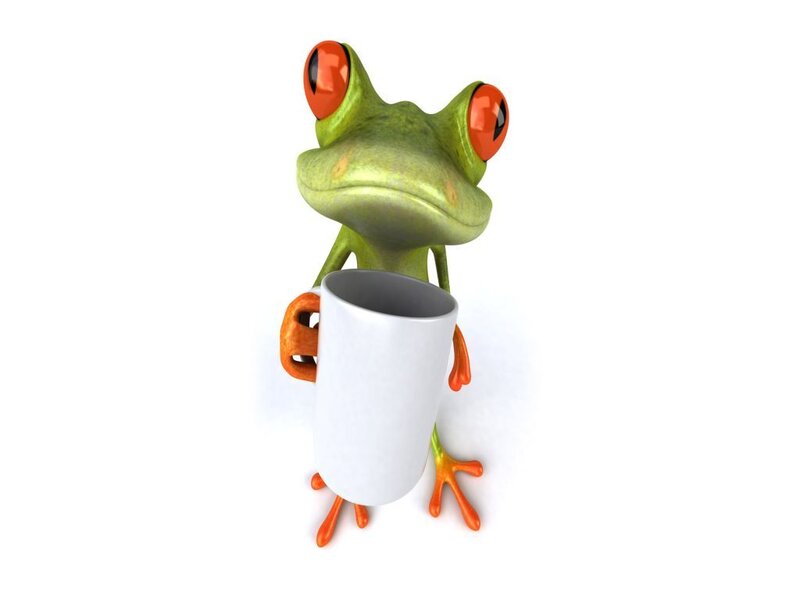Green Frog Holding Cup