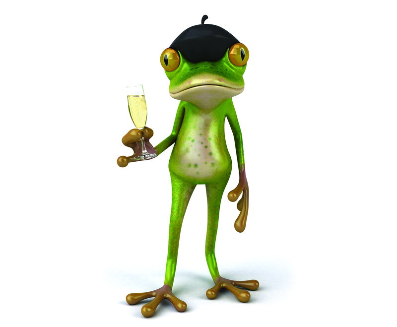 Green Frog Holding Glass