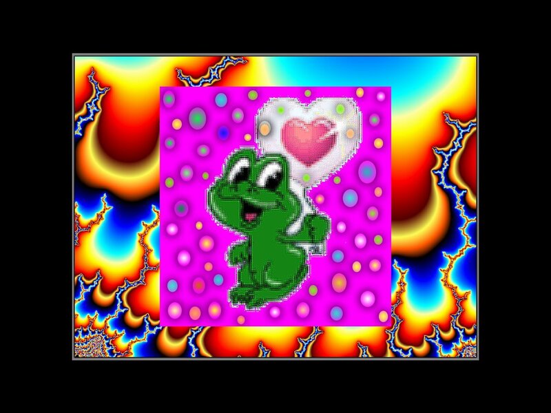 Green Frog Holding Heart — Pink